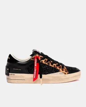 Fashion Crime London Black Cheetah Sneakers