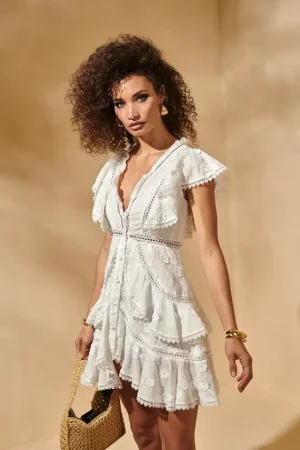 Clearance Fetiche Suances Blossom Blanco Vestido