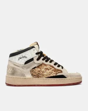 New Crime London Chelsea High Golden Sneakers