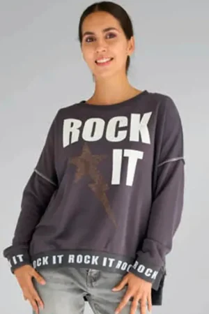 Clearance Miss Goodlife Rock It Gris Sudadera