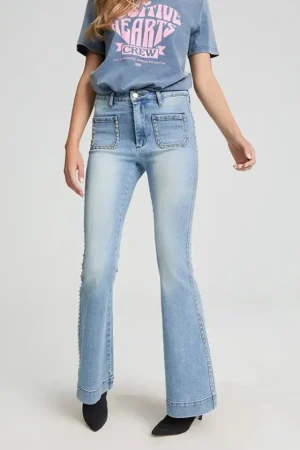 New Fetiche Suances Tachas Jeans Pantalón