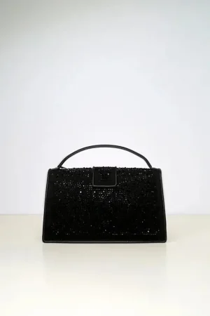 Hot Rue Madam Teddy It Crystal Negro Bolso  